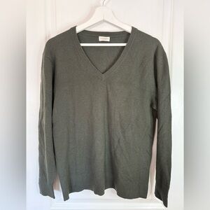 Club Monaco Men’s Green V-Neck Cashmere Crewneck Pullover Sweater - Size XS